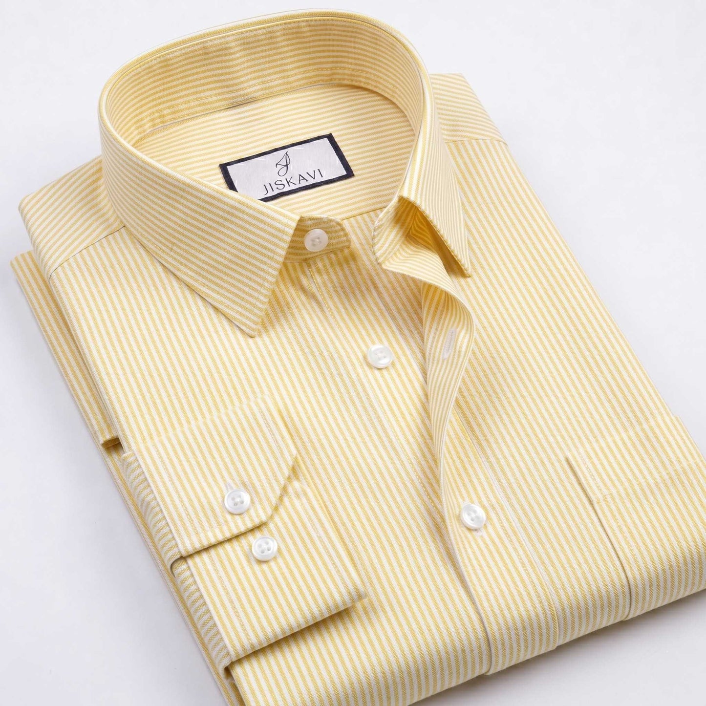 Sunshine Yellow Vertical Stripe Slim Fit Shirt