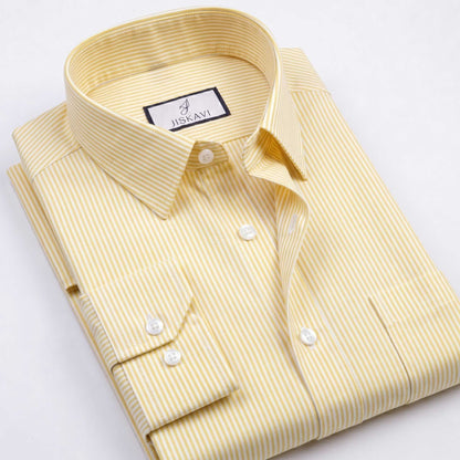 Sunshine Yellow Vertical Stripe Slim Fit Shirt