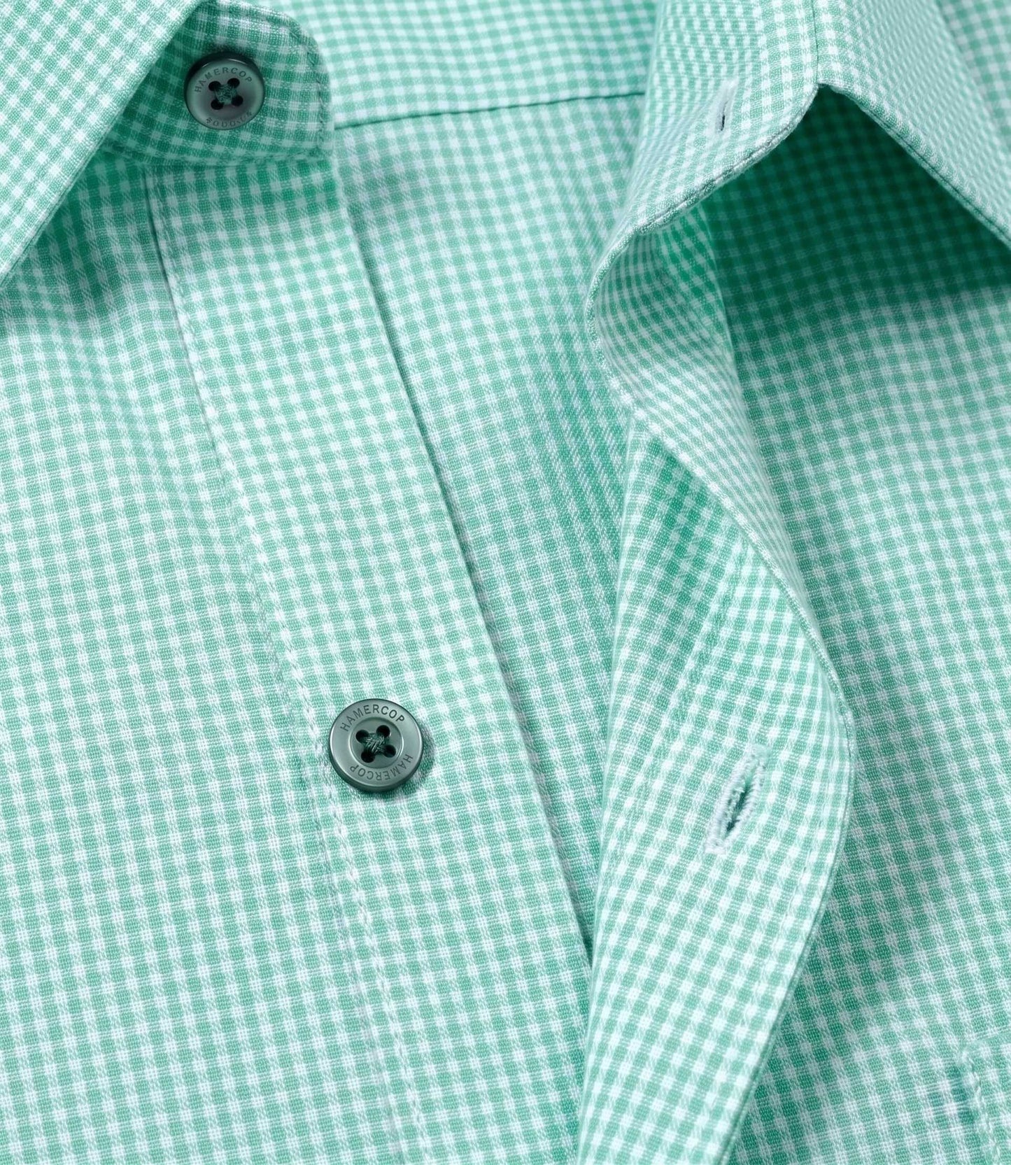 Fresh Mint Micro Gingham Check Slim Fit Shirt