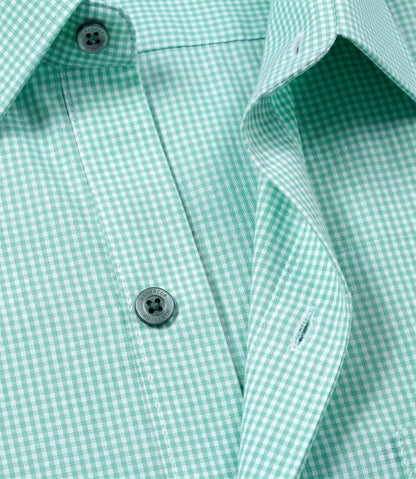 Fresh Mint Micro Gingham Check Slim Fit Shirt