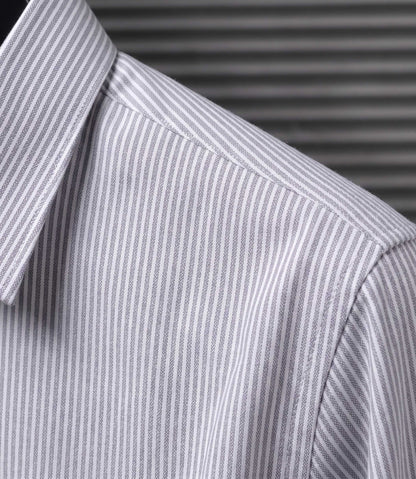 Steel Grey Vertical Stripe Slim Fit Shirt