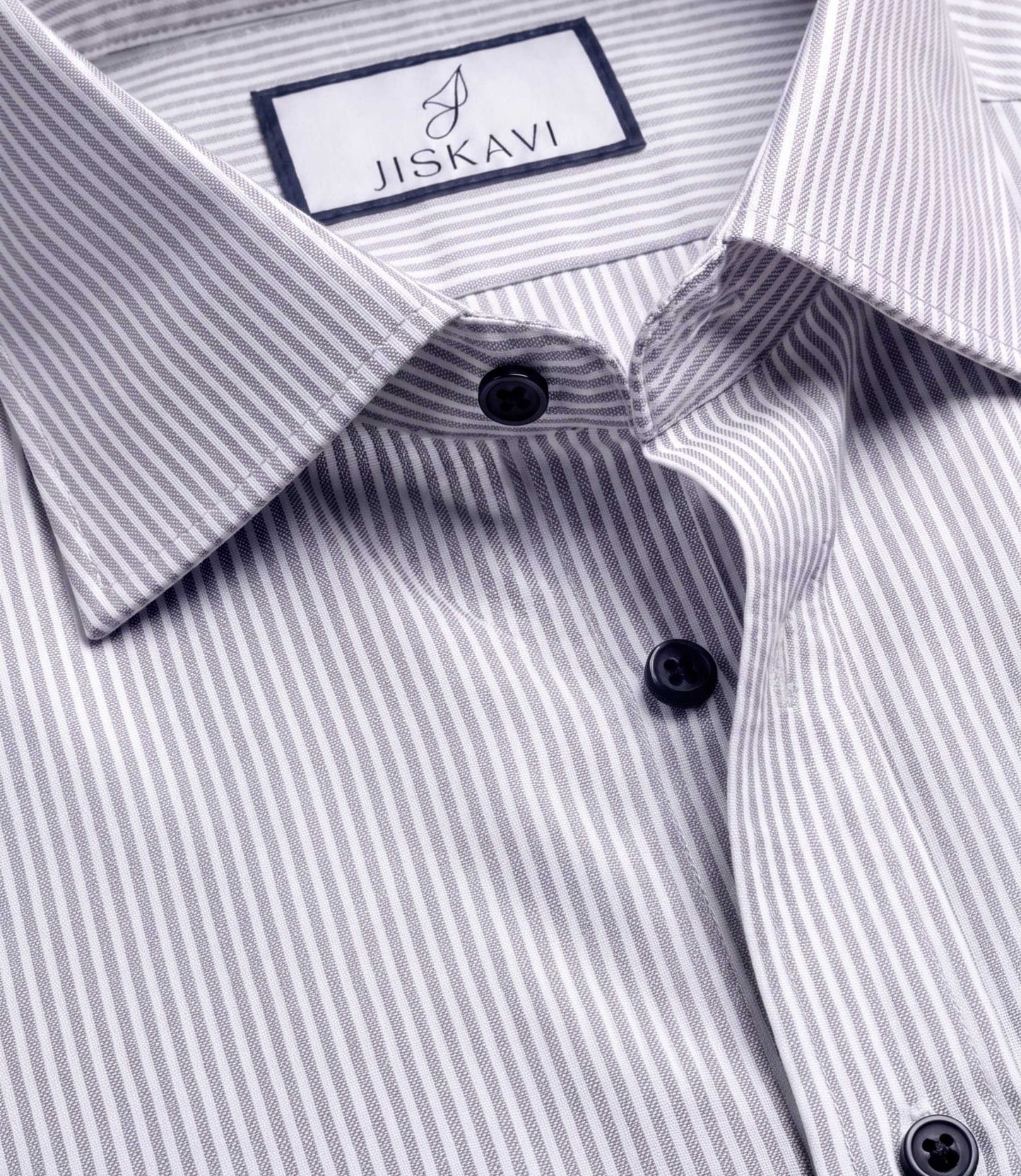 Steel Grey Vertical Stripe Slim Fit Shirt