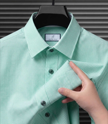 Fresh Mint Micro Gingham Check Slim Fit Shirt
