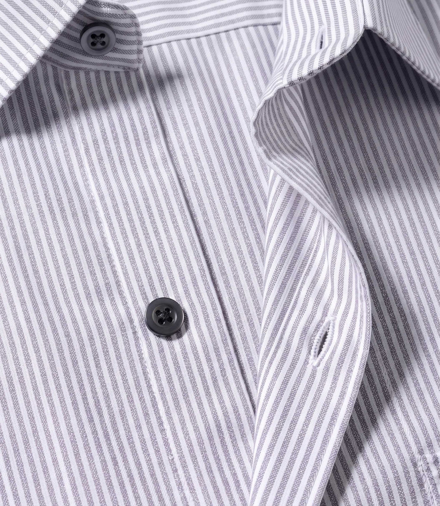 Steel Grey Vertical Stripe Slim Fit Shirt