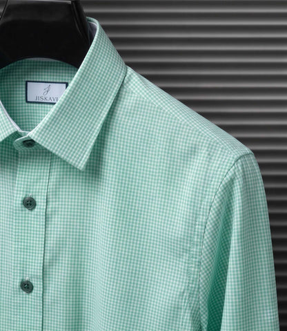 Fresh Mint Micro Gingham Check Slim Fit Shirt