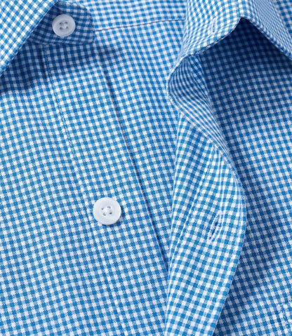 Azure Blue Micro Gingham Check Slim Fit Shirt