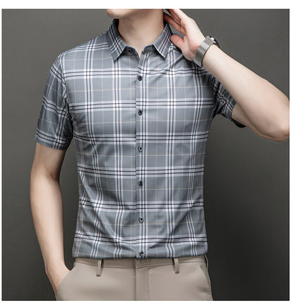 Slate Grey Heritage Plaid Slim Fit Half Sleeve Shirt
