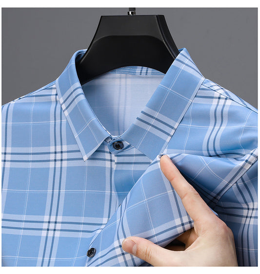Cornflower Blue Heritage Plaid Slim Fit Half Sleeve Shirt