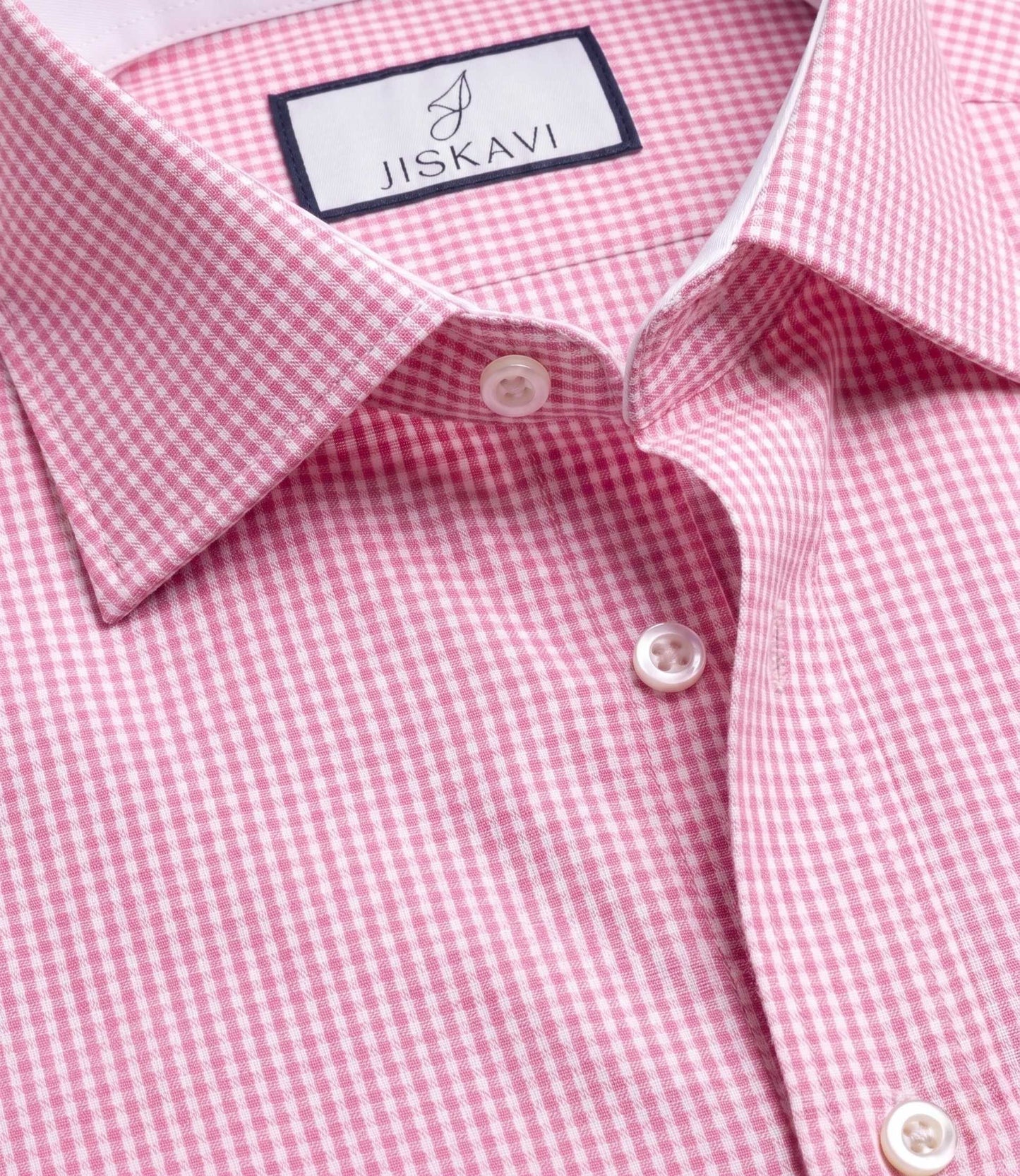 Blossom Pink Micro Gingham Check Slim Fit Shirt