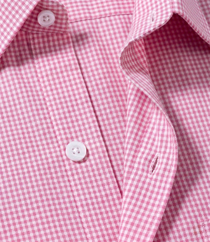 Blossom Pink Micro Gingham Check Slim Fit Shirt