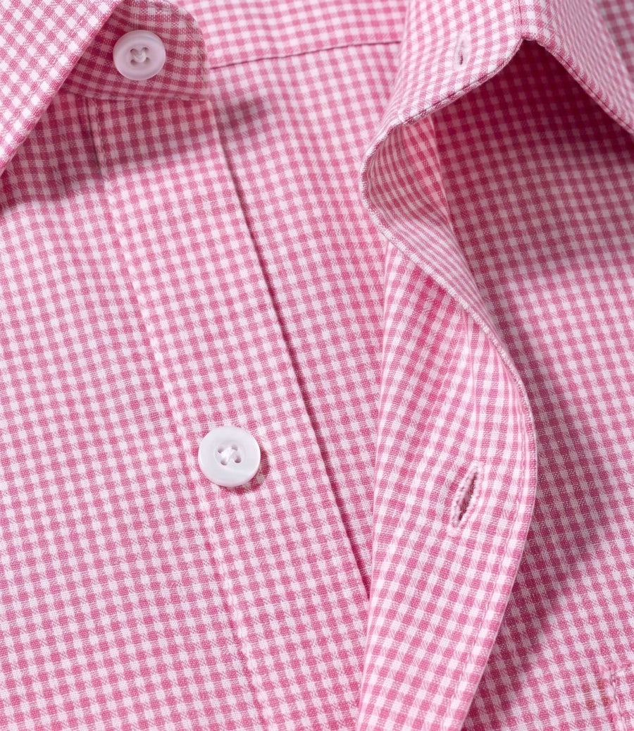 Blossom Pink Micro Gingham Check Slim Fit Shirt
