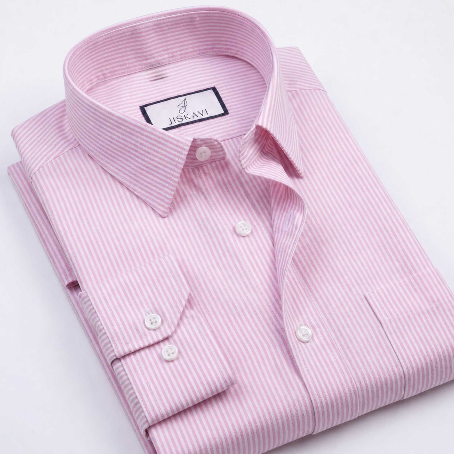 Candy Pink Vertical Stripe Slim Fit Shirt
