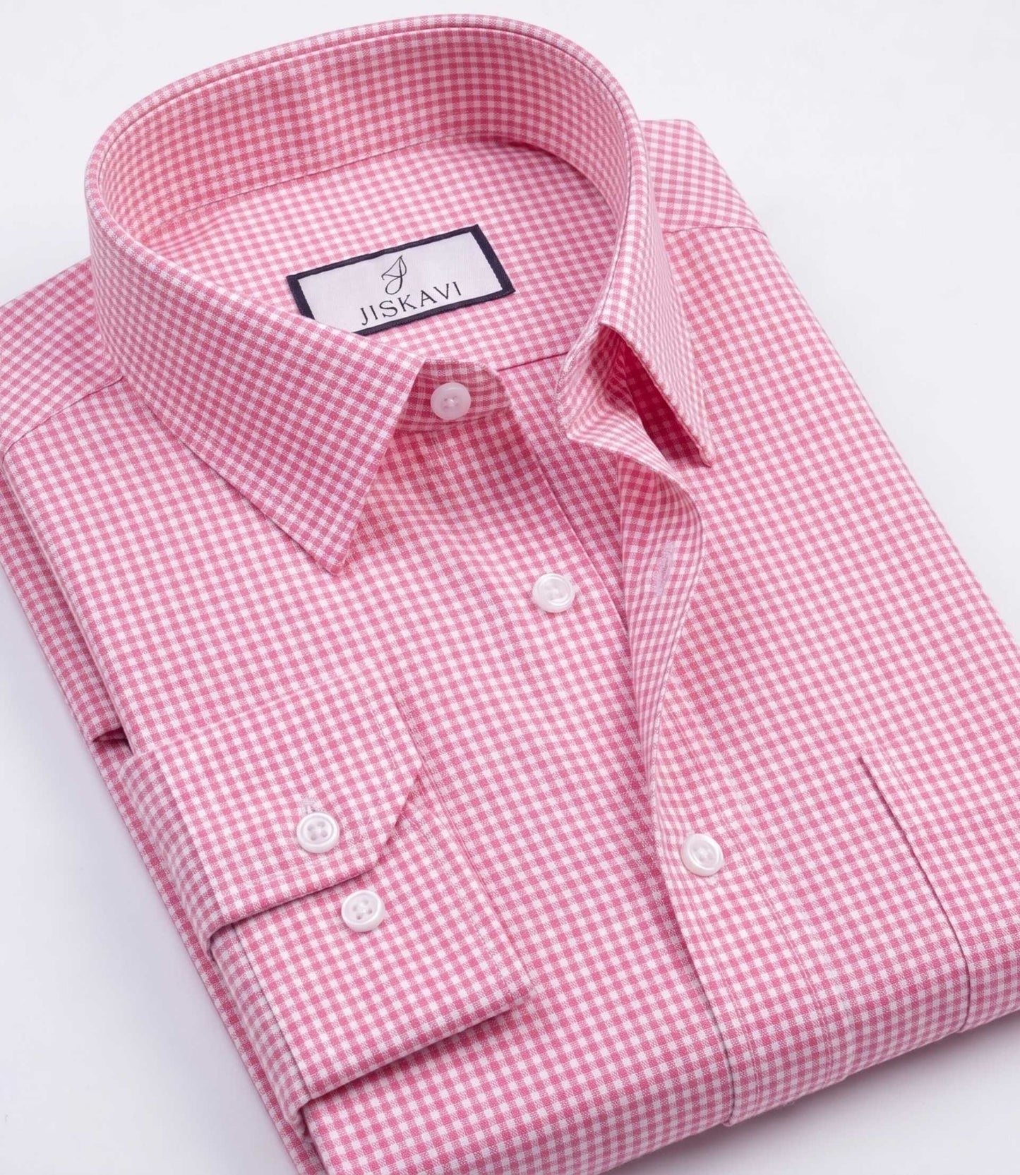 Blossom Pink Micro Gingham Check Slim Fit Shirt