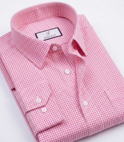 Blossom Pink Micro Gingham Check Slim Fit Shirt