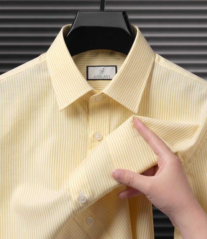 Sunshine Yellow Vertical Stripe Slim Fit Shirt
