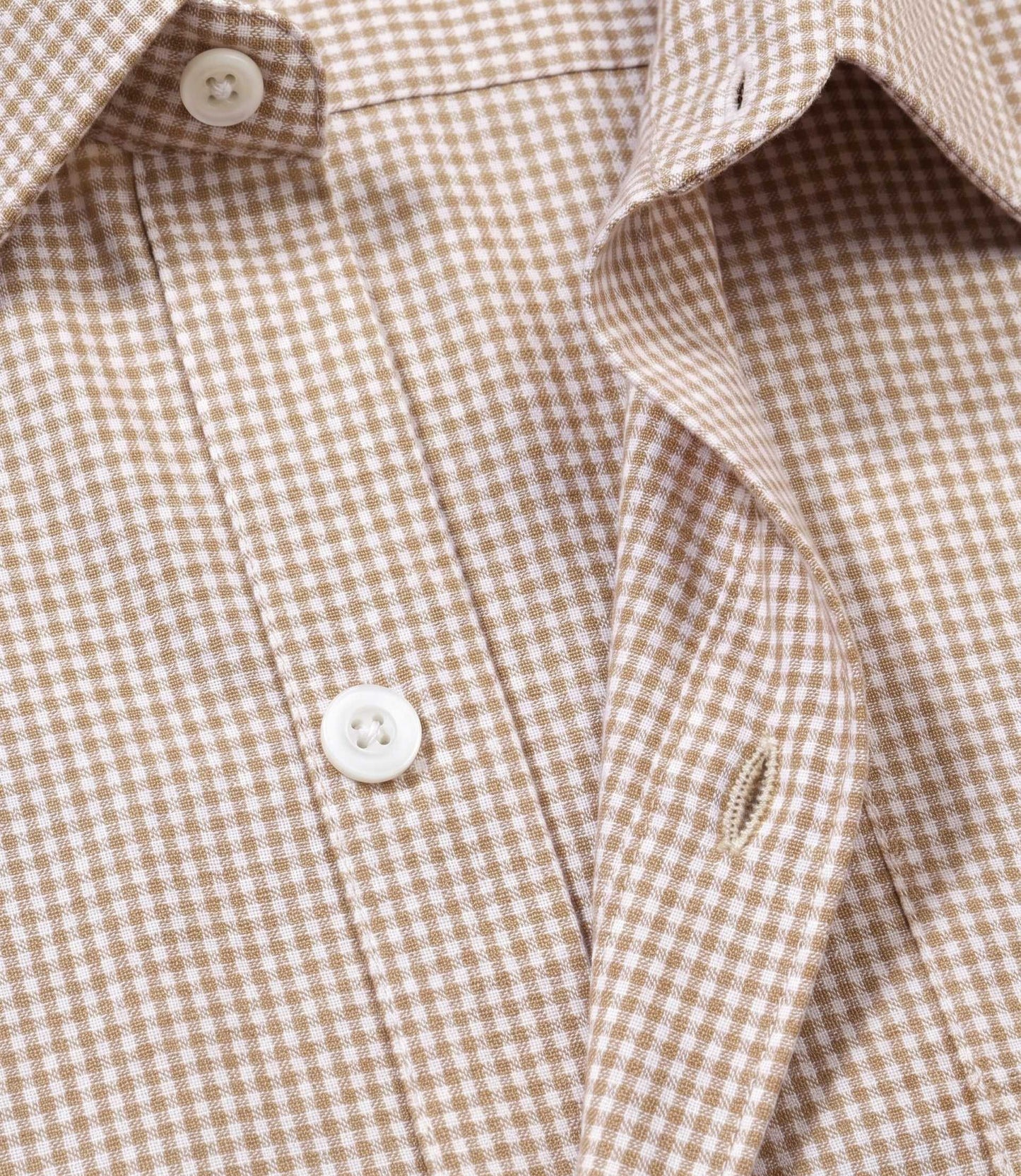 Golden Khaki Micro Gingham Check Slim Fit Shirt