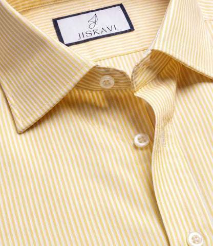 Sunshine Yellow Vertical Stripe Slim Fit Shirt