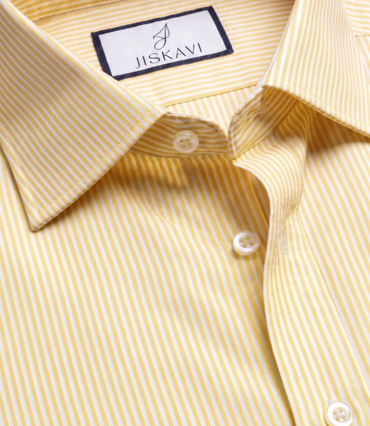Sunshine Yellow Vertical Stripe Slim Fit Shirt
