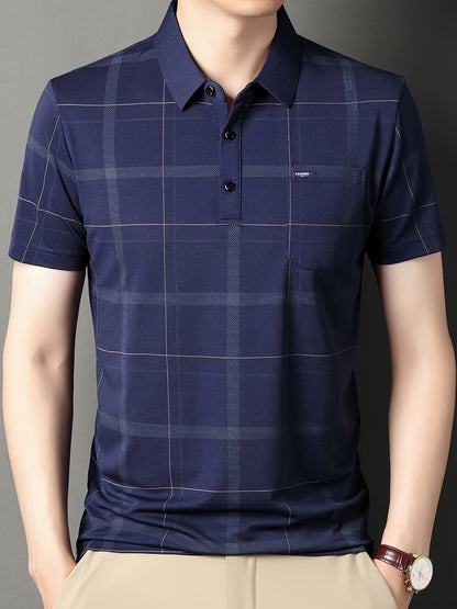 Jiskavi men's black brown abstract print polo T-shirt back view