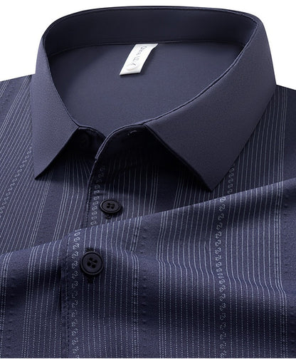 Jiskavi men's deep navy vertical stripe polo T-shirt view 2