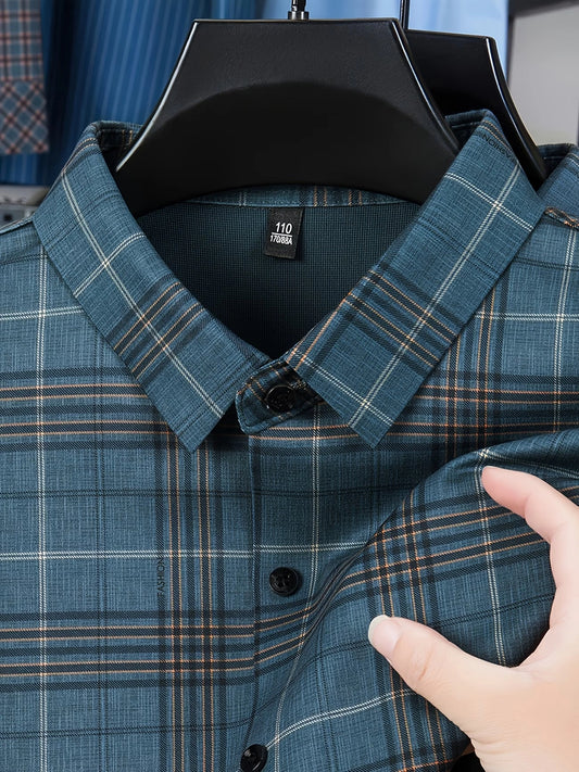 Jiskavi Forest Teal Large Plaid Shirt – Collar & Fabric Detail