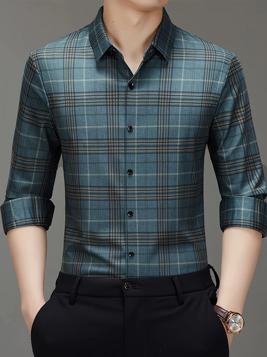Jiskavi Forest Teal Plaid Check Shirt on Model – Front View