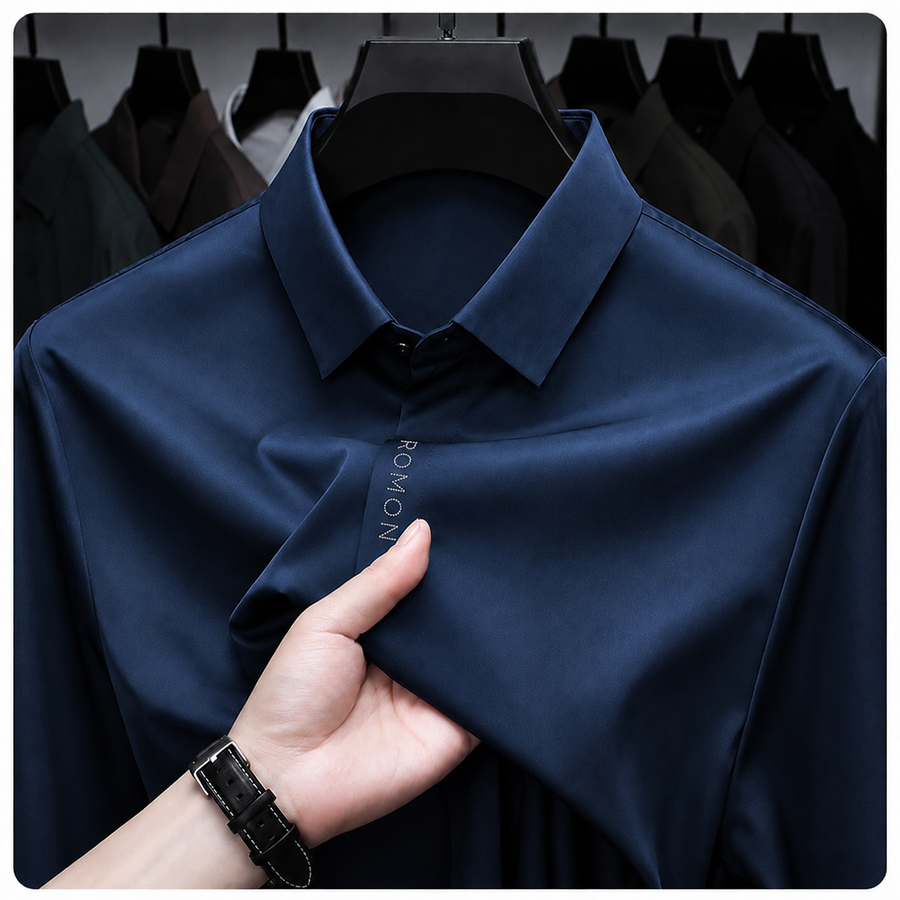 Midnight Navy Solid Stretch Formal Shirt