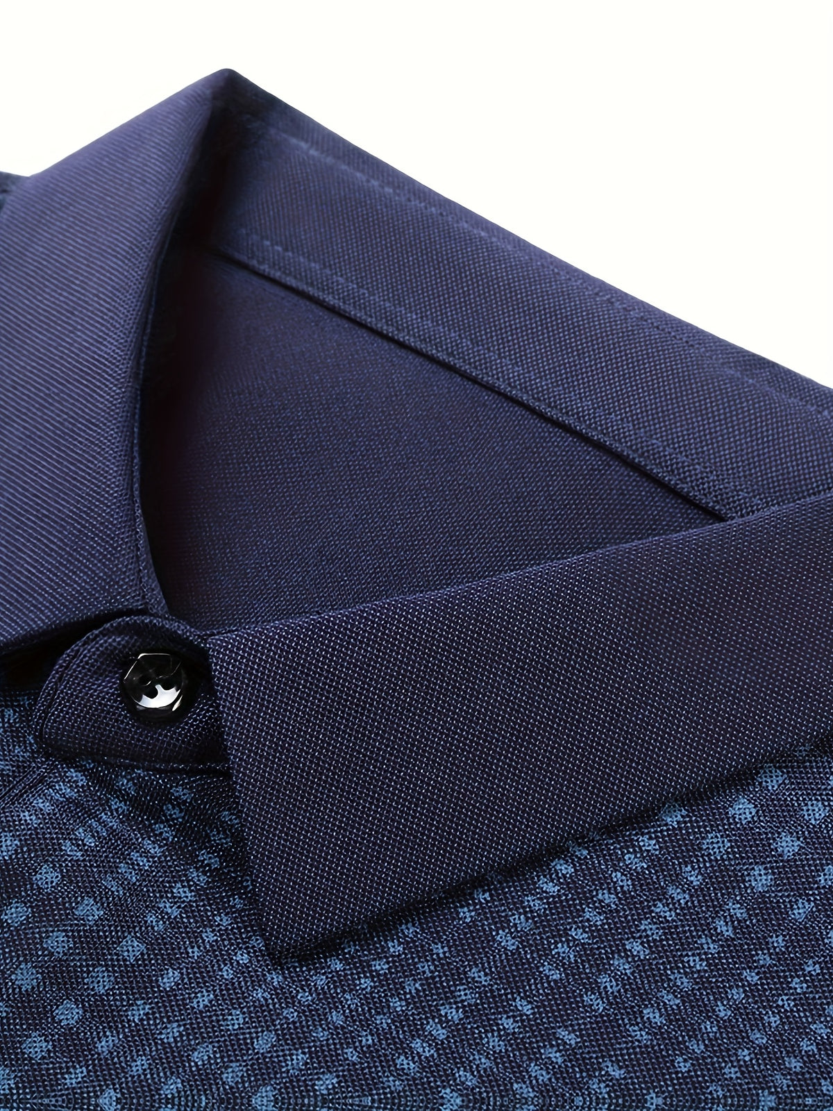 Jiskavi men's midnight navy polo T-shirt collar and fine checked material detail