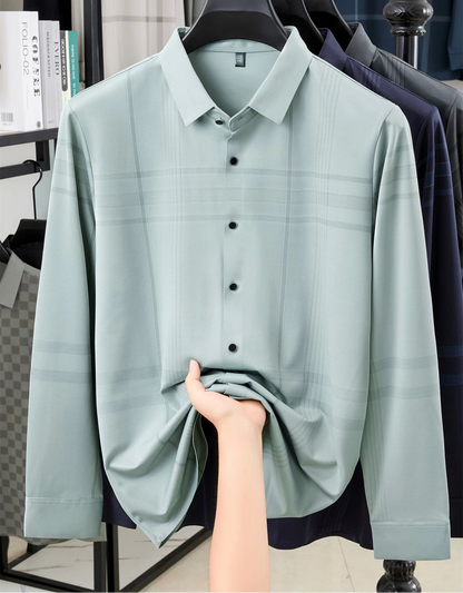 Jiskavi Mint Sage Check Relaxed Fit Shirt – Front Hanger View