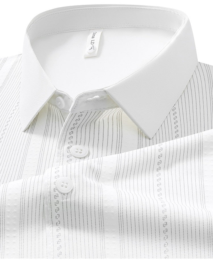 Pearl White Vertical Stripe Imported Cotton Polo T-Shirt