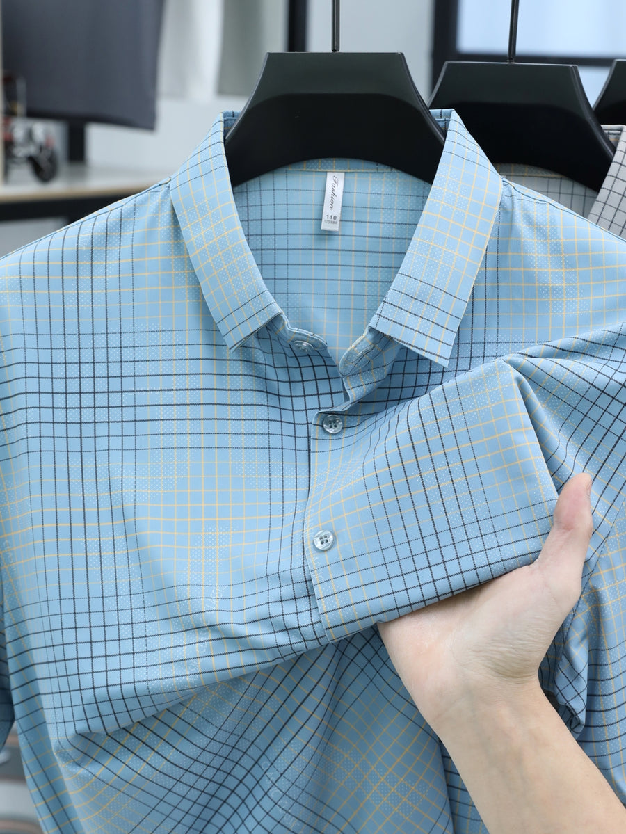 Sky Blue Plaid Check Slim Fit Full Sleeve Shirt