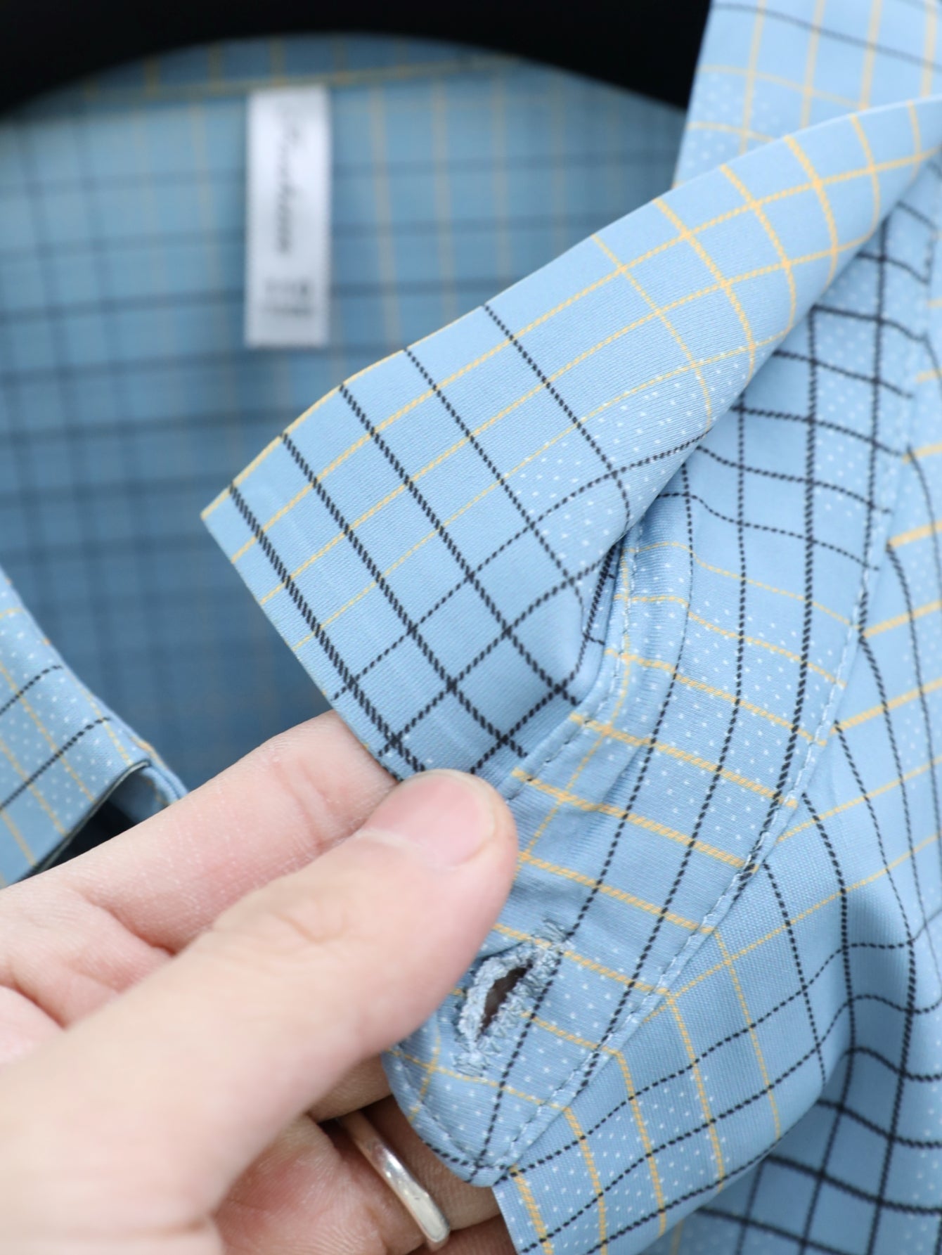 Jiskavi sky blue plaid full sleeve shirt — single button barrel cuff detail