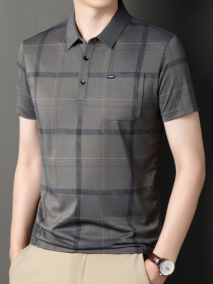Jiskavi men's white black abstract print polo T-shirt alternate look